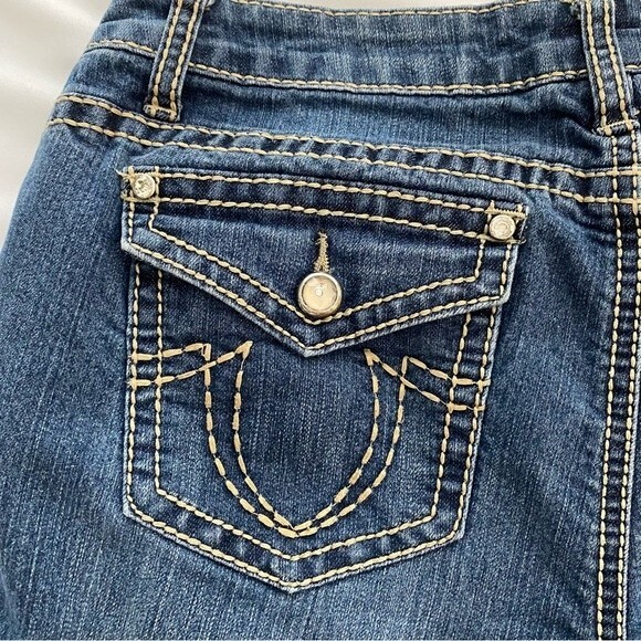 Earl Rhinestone Mid Rise Crop Straight Leg Medium Wash Jeans Size 10 - Picture 5 of 8